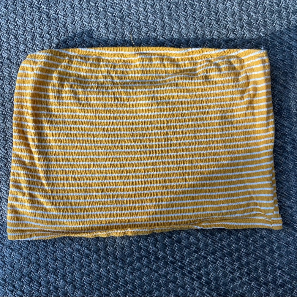 Super cute American Eagle tube top, mustard yellow and white striped